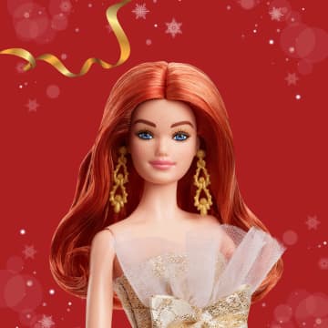 Barbie Signature 2025 Holiday Barbie Fashion Doll, Seasonal Collector, Red Hair With Silver & Gold Gown - Imagem 2 de 6