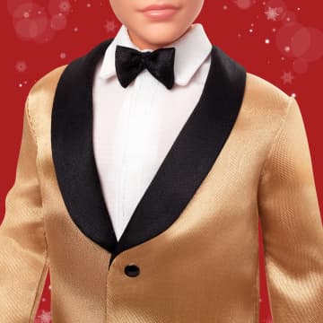 Barbie Signature 2025 Holiday Blonde Ken Collectible Fashion Doll Wearing Full Suit With Golden Jacket - Image 3 of 6