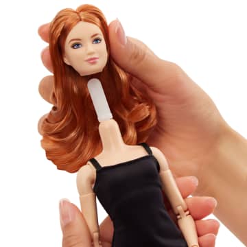 Barbie Basics Collectible Doll, Model 04 With Red Curly Hair, Black Dress & Platform Heels