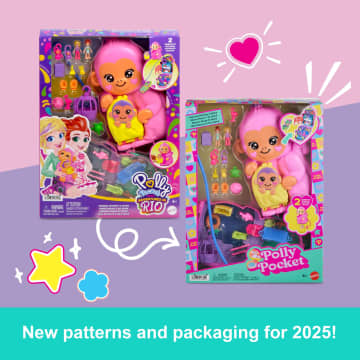 Polly Pocket Momma Monkey & Baby Playset With 2 Micro Dolls, Pets & 13 Accessories, 2-In-1 Purse & Toy - Image 6 of 6