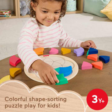 Fisher-Price Wooden Color Wheel Puzzle, Shape-Sorting Play For Preschool Kids, 19 Wood Pieces - Image 2 of 6