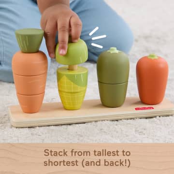 Fisher-Price Tiny Garden Wooden Veggie Stacker Toddler Activity Toy, 11 Wood Pieces
