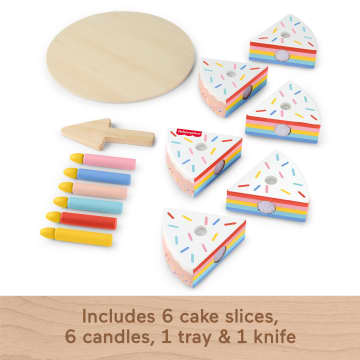Fisher-Price Wooden Cake, Pretend Food Decorating Set For Preschool Kids, 14 Wood Pieces