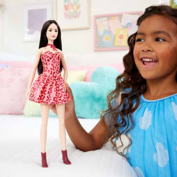 barbie with black and pink dress Doll Showpo Indi Midi Dress spaghetti strap evening dresses Barbie Deluxe Style Doll Shoe Size:US8/UK7/EU41