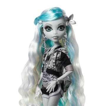 Monster High Reel Drama Lagoona Blue Collector Doll in Black And White, Reproduction With Poster