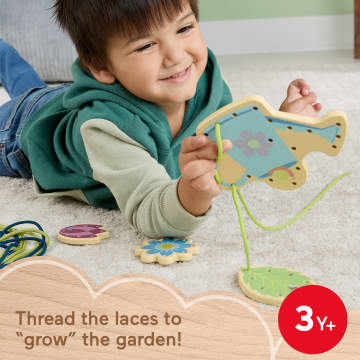 Fisher-Price Tiny Garden Wooden Lacing Activity Toy For Kids, 5 Wood Cards & 5 Laces - Image 2 of 6