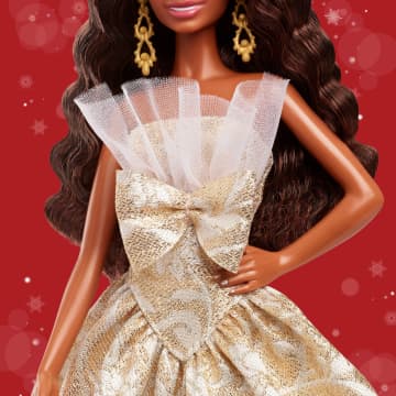 Barbie Signature 2025 Holiday Barbie Fashion Doll, Seasonal Collector, Black Hair With Silver & Gold Gown - Image 3 of 6