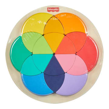 Fisher-Price Wooden Color Wheel Puzzle, Shape-Sorting Play For Preschool Kids, 19 Wood Pieces