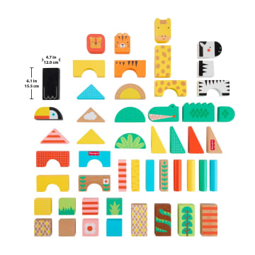 Fisher-Price Wooden Jungle Blocks, Animal-Themed Building Set For Toddlers, 50 Wood Pieces - Imagen 6 de 6