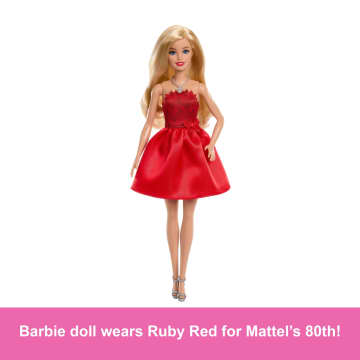Barbie Mattel 80Th Anniversary Ruby-Red Celebration Fashion Doll Wearing Red Dress With Accessories - Image 2 of 6