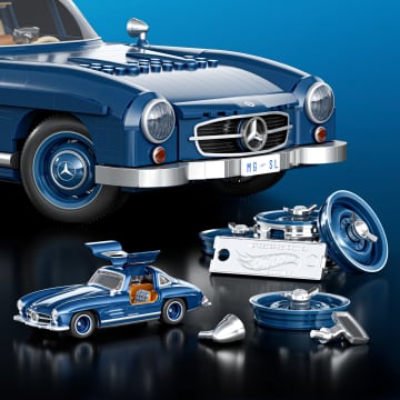 Mattel Brick Shop Hot Wheels Jogo de Construção Premium Mercedes-Benz 300 SL