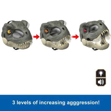 Jurassic World Rebirth T-Rex Rage N Roar Mask With Led Light Up Eyes Feature, 3 Level Effects - Image 3 of 6