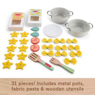 Fisher-Price Pots & Pasta Chef Set, Cooking Toy With Wooden Food For Pretend Play, 31 Pieces - Imagen 5 de 6