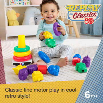 Fisher-Price Rock-A-Stack & Snap Lock Beads Baby Toy Set, Mattel Replay The Classics Collection