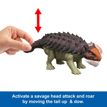 Jurassic World Rebirth Wild Roar Ankylosaurus Dinosaur Toy, Tail Attack Motion & Sound - Imagem 3 de 6