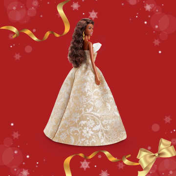 Barbie Signature 2025 Holiday Barbie Fashion Doll, Seasonal Collector, Black Hair With Silver & Gold Gown - Image 5 of 6