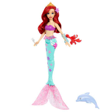 Disney Princess Ocean Friends Ariel Swimming Mermaid Doll With Squirt Toy, Figure & 4 Accessories