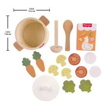 Fisher-Price Tiny Garden Wooden Veggie Soup Pretend Kitchen Play Set For Kids, 16 Wood Pieces - Imagem 6 de 6