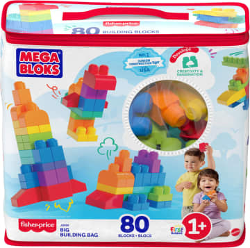 MEGA BLOKS First Builders Big Building Bag Toy Blocks With Storage Bag (80 Pieces) For Toddler - Imagen 6 de 6