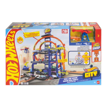 Hot Wheels MEGA Loop Garage Playset With 1 Die-Cast Toy Car & 1 Toy Helicopter in 1:64 Scale
