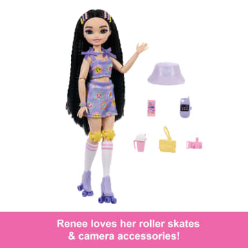 Dream Besties Barbie Renee Roller Skating Fashion Doll With 12 Video & Food Themed Accessories - Image 2 of 6