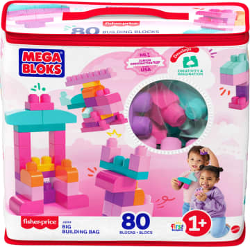 MEGA BLOKS First Builders Big Building Bag Toy Blocks With Storage Bag (80 Pieces) For Toddler - Imagem 6 de 6