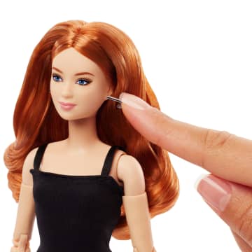Barbie Basics Collectible Doll, Model 04 With Red Curly Hair, Black Dress & Platform Heels - Image 5 of 6