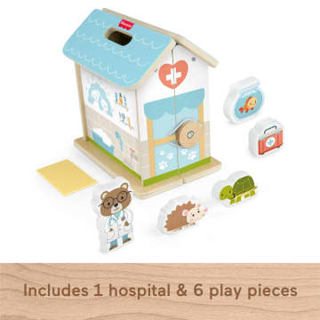 Fisher-Price Wooden On-The-Go Pet Animal Hospital With 6 Play Pieces For Preschool Kids - Image 5 of 6