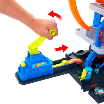 Hotwheels City-Méga Garage-Coffret Avec Voiture et Hélicoptère