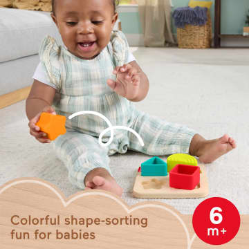 Fisher-Price Wooden Silicone Puzzle, Shape-Sorter Developmental Toy For Baby, 5 Pieces - Image 2 of 6