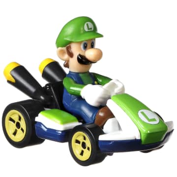 Hot Wheels Mario Kart Vehículo de Juguete Paquete de 4 con Mario, Donkey Kong, Luigi y Dry Bones