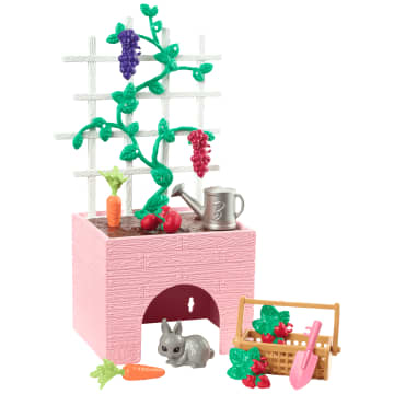 Barbie World Garden Playset With 12 Pieces Including Planter, Bunny Figure, Food & More