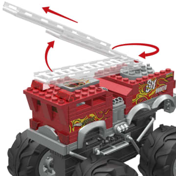 MEGA Hot Wheels 5-Alarm Fire Truck Monster Truck Building Set With 1 Figure (284 Pieces) - Image 5 of 6