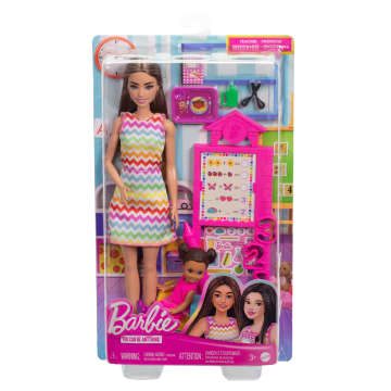 Barbie Teacher Doll With Brunette Fashion Doll, 1 Toddler Doll, & Teaching Accessories