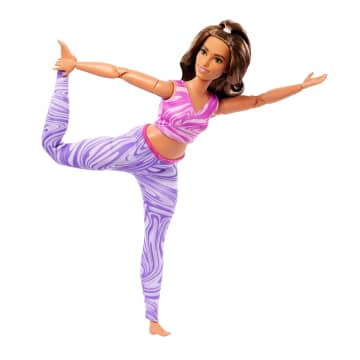Barbie Made To Move Fashion Doll, Brunette With Curvy Body, Removable Top & Pants, 22 Bendable Joints