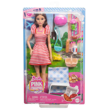Barbie Pink Passport Paris Doll Set With Clothes & Picnic Accessories, Includes Brunette Doll - Image 6 of 6