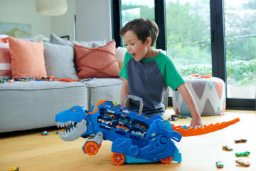 Hot Wheels City Ultimate Hauler, Transforms into A T-Rex With Race Track, Stores 20+ Cars - Image 2 of 6