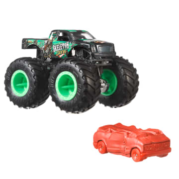 Hot Wheels Monster Trucks Vehículo de Juguete Camión Skeleton Crew + Blind Sided