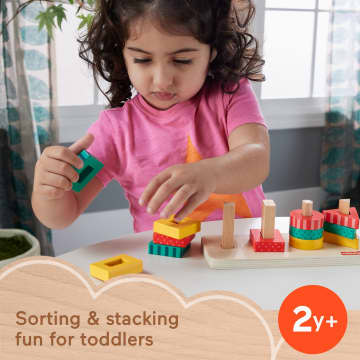 Fisher-Price Wood Toddler Toy Shape Stacker, 13-Piece Wooden Sorting Activity For Fine Motor Play Preschool Kids Ages 2+ Years - Image 2 of 7