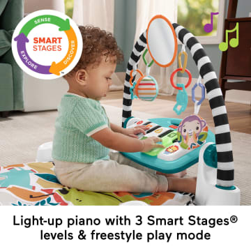 Fisher-Price Glow And Grow Kick & Play Piano Gym Baby Learning Toy With 2 Maracas, Blue - Image 4 of 6