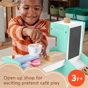 Fisher-Price Wooden Coffee Shop Set For Preschool Pretend Play, 20 Wood Pieces - Imagen 2 de 6