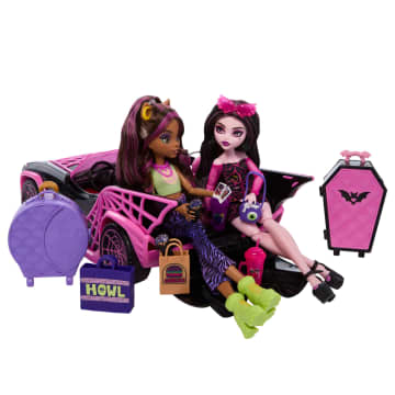 Monster High Eeekend Getaway Playset With Draculaura & Clawdeen Wolf Dolls, Vehicle & 20+ Accessories - Image 4 of 6