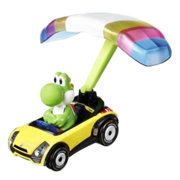 Hot Wheels Mario Kart Vehículo de Juguete Yoshi Sports Coupe con Paracaídas - Imagen 2 de 5