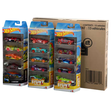 Hot Wheels 5-Pack Bundle Toy Cars Or Trucks, 15 Themed 1:64 Scale