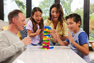 UNO Stacko Game For Kids & Family With 45 Colored Stacking Blocks & Tray - Image 2 of 6