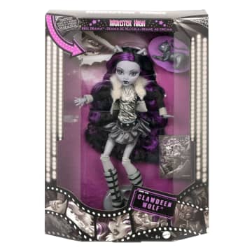 Monster High Reel Drama Clawdeen Wolf Collector Doll in Black And White, Reproduction With Poster