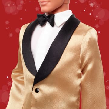 Barbie Signature 2025 Holiday Light Brown Hair Ken Collectible Fashion Doll Wearing Full Suit With Golden Jacket - Image 3 of 6