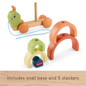 Fisher-Price Tiny Garden Wooden Pull-Along Stacking Snail Toddler Toy, 6 Wood Pieces - Image 5 of 6