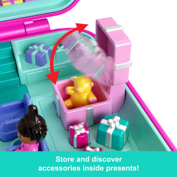 Polly Pocket Doll & Playset, Mattel 80Th Heritage Compact, Doll House With Celebration Theme, 1 Pet And Furniture - Imagen 4 de 6