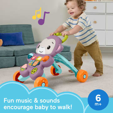 Fisher-Price Learn With Me Purple Monkey Push Walker, Baby Musical Learning Activity Toy - Image 2 of 6
